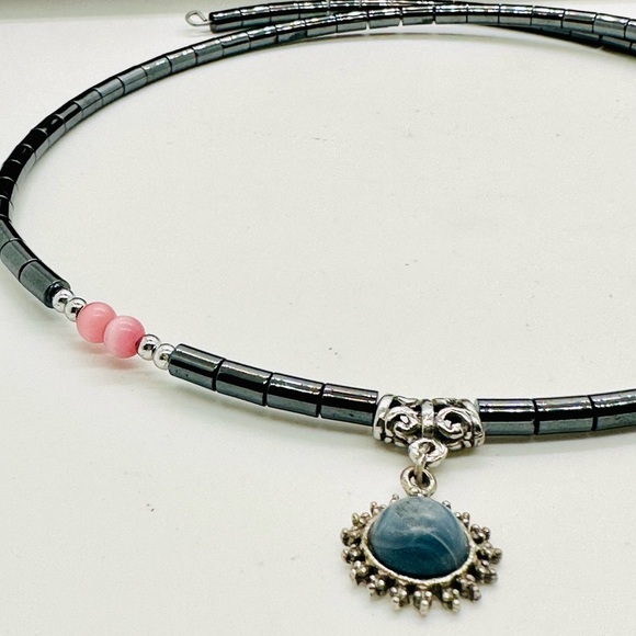 Hematite Blue Pendant Necklace - Picture 7 of 10